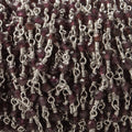 2-3mm Rhodolite Garnet Silver plated Wire Wrapped Chain by the foot