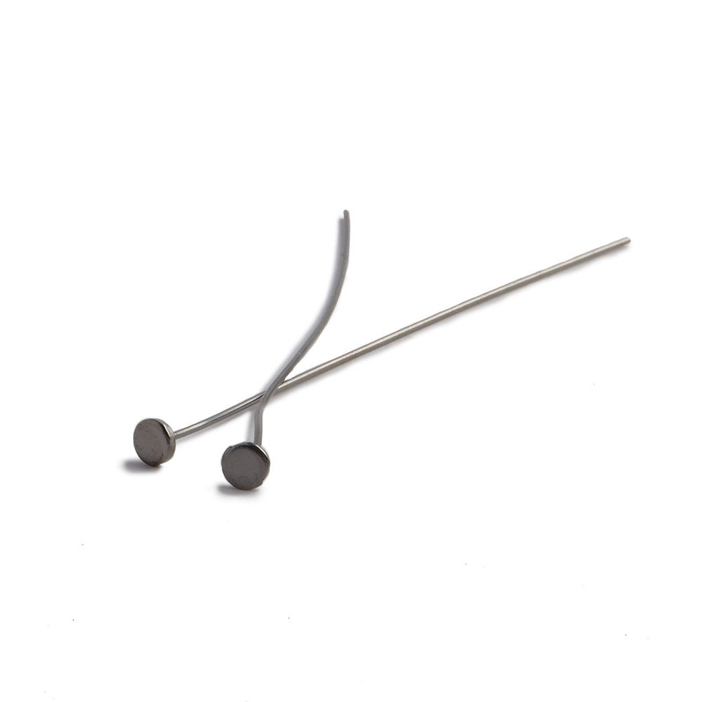 2" length Disc Headpin Black Gold plated .925 Silver, 26 Gauge Wire, 10 pieces per Bag