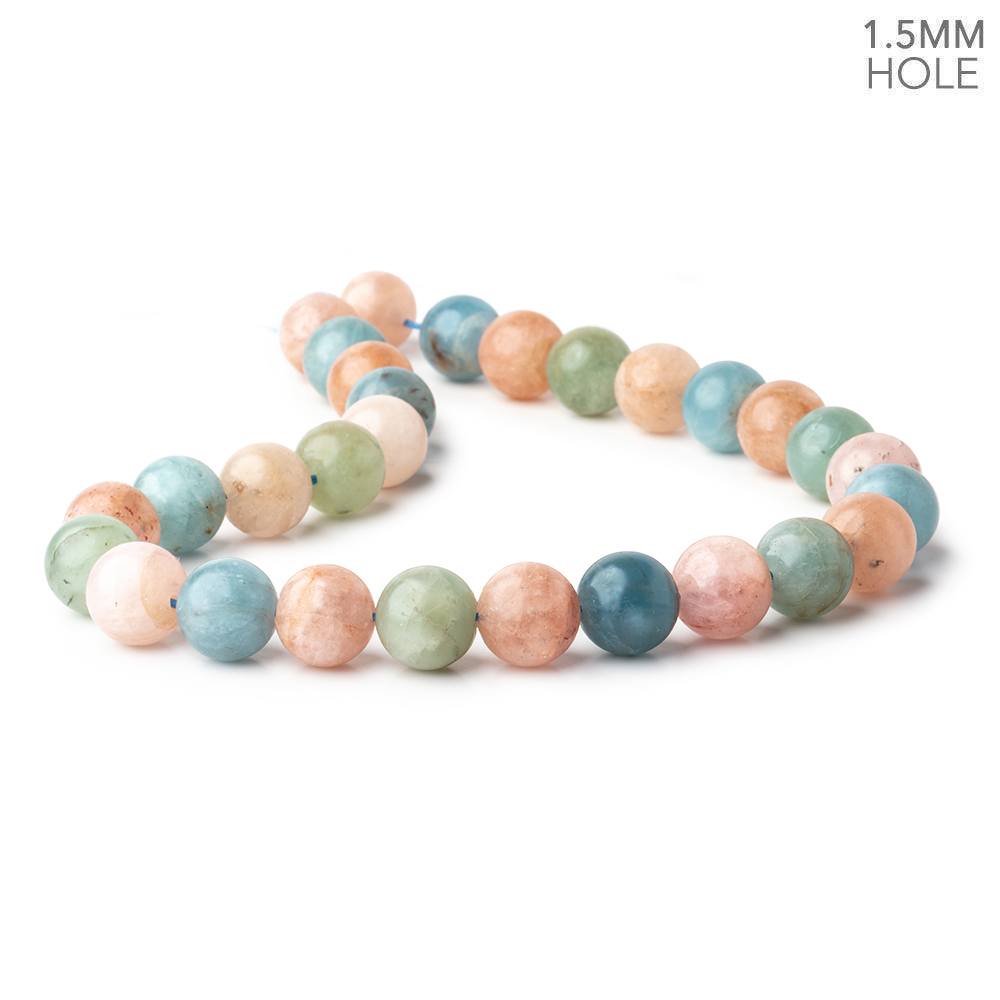 14mm Matte Multi Beryl plain round beads 16 inch 29 large hole beads A