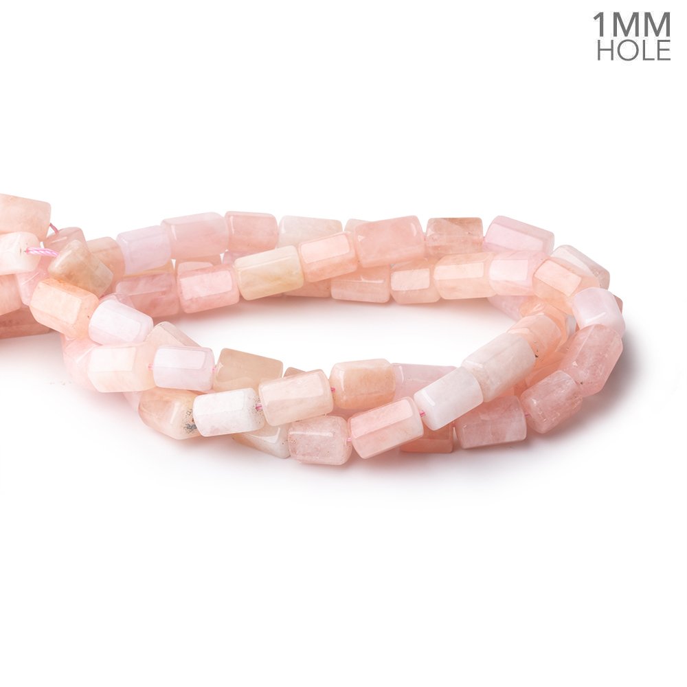 10x8-13x9mm Morganite (Pink Beryl) Hexagon Tubes 16 inch 32 large hole beads AA