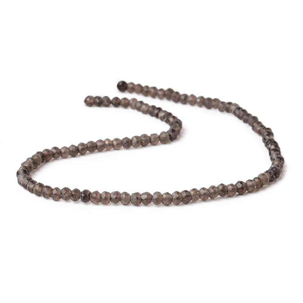 4mm Smoky Quartz Faceted Rondelles 13.5 inch 135 beads with 1mm Large Hole