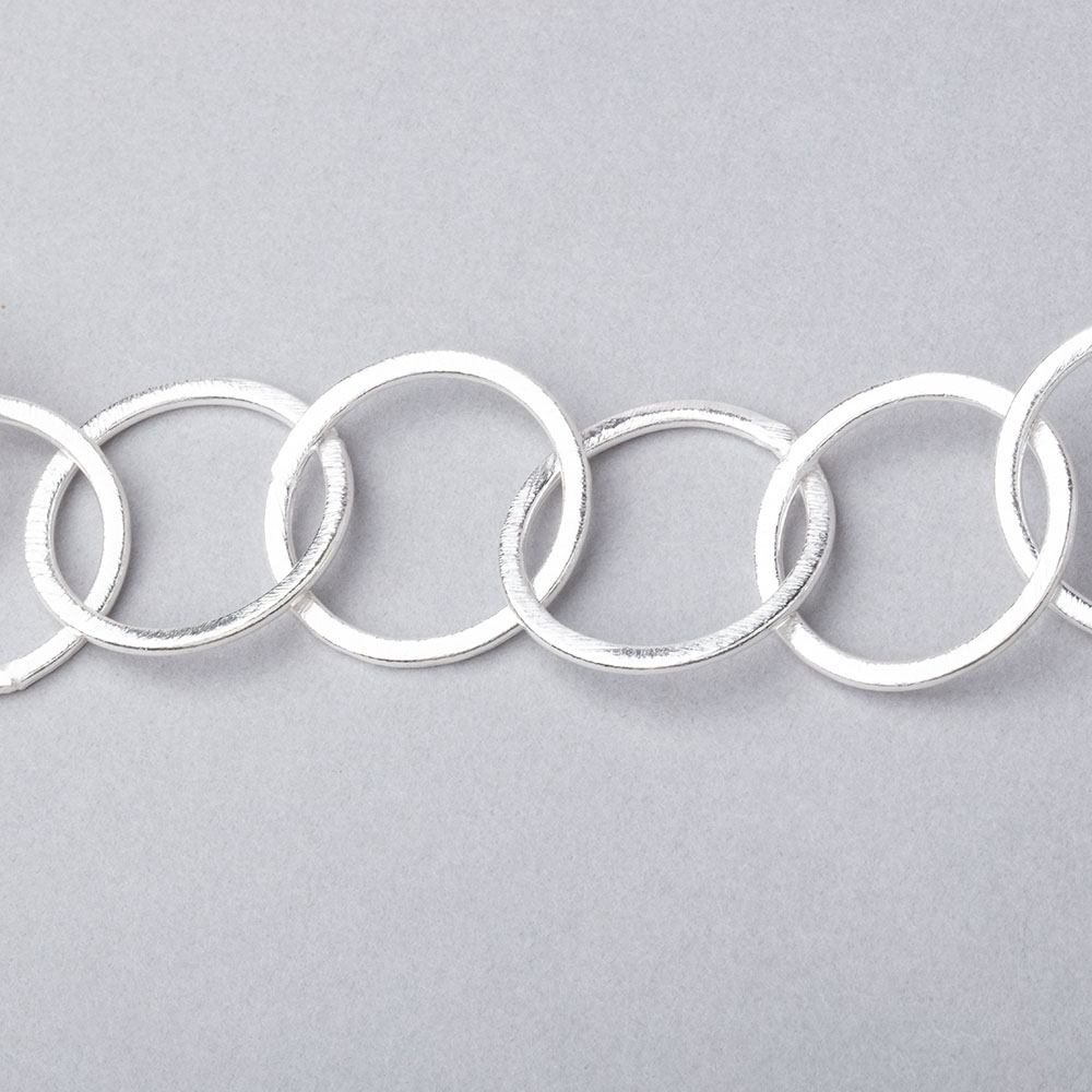 20mm Silver plated Brushed Round Link Chain by the foot