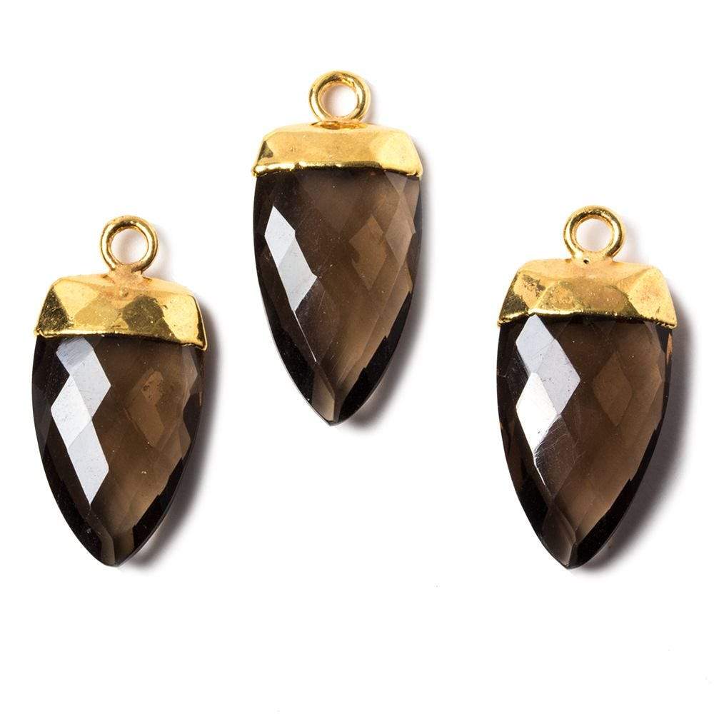 20x10mm Gold Leafed Smoky Quartz faceted Point Pendant 1 piece