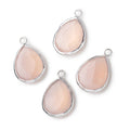 20x13mm Silver Bezeled Pink Chalcedony faceted Pear Focal Pendant 1 piece