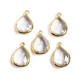 20x13mm Vermeil Bezeled Crystal Quartz faceted Pear Focal Pendant 1 piece
