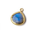 20x17mm Vermeil Rope Bezel Labradorite Faceted Heart Pendant 1 piece