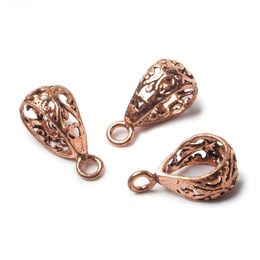 20x9mm Scroll Antiqued Copper Bail Finding Set of 3
