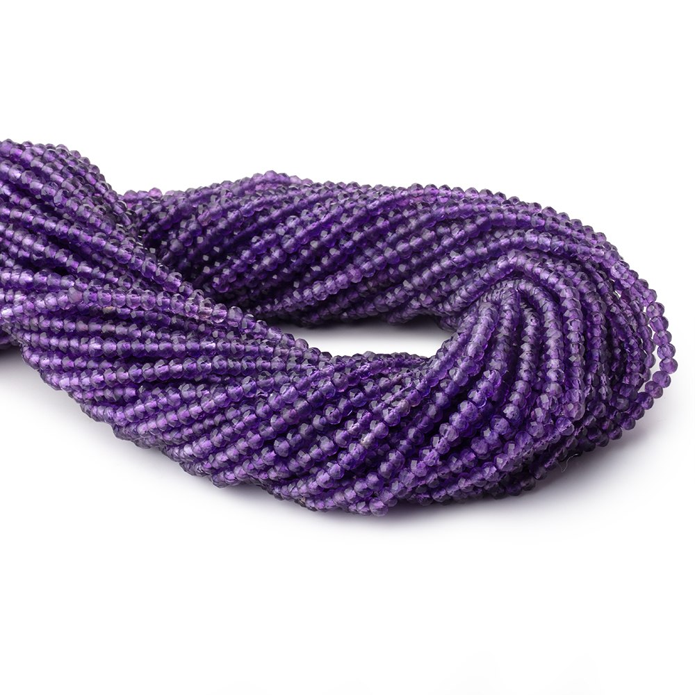 3mm Amethyst Micro Faceted Rondelle 12.5 inch 132 Beads AAA