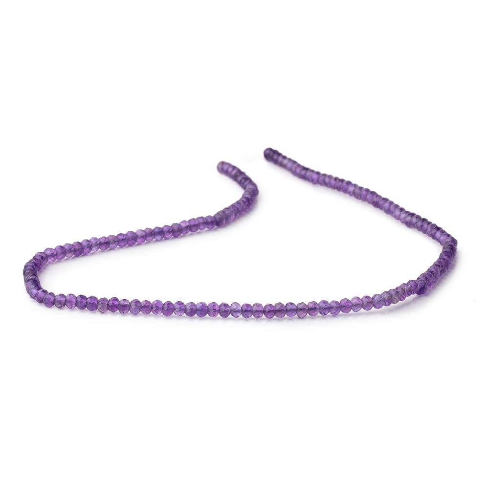 3mm Amethyst Micro Faceted Rondelle 12.5 inch 132 Beads AAA