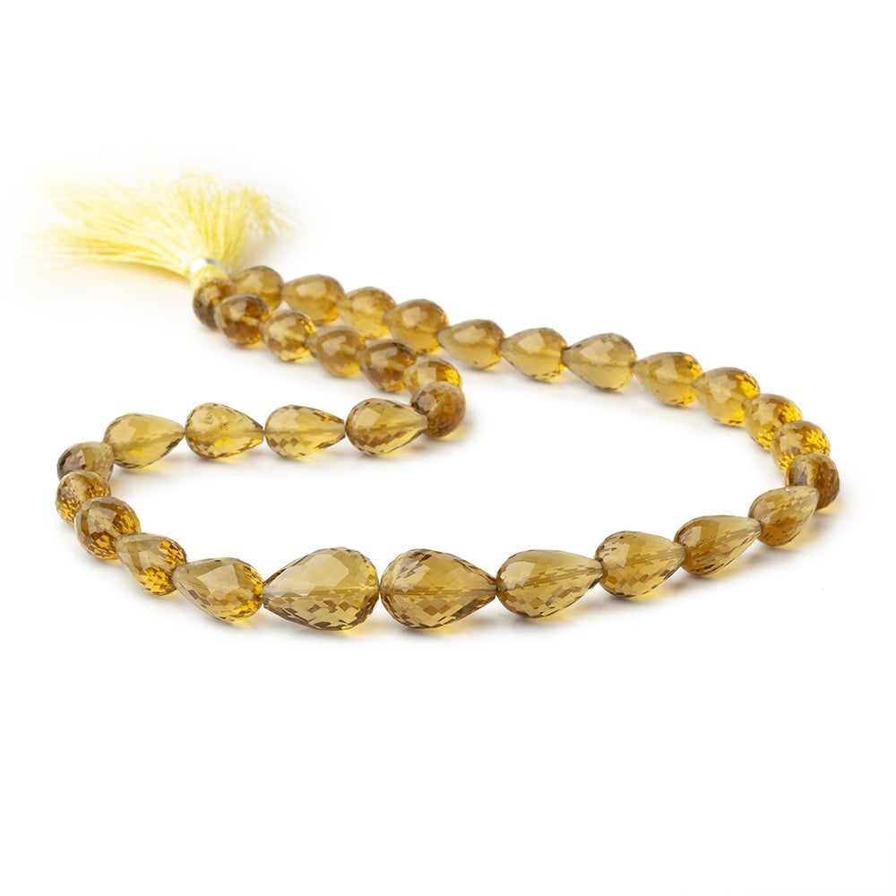8x10-10x15mm Whiskey Quartz Straight Drill Faceted Tear Drop 16 inch 33 Beads