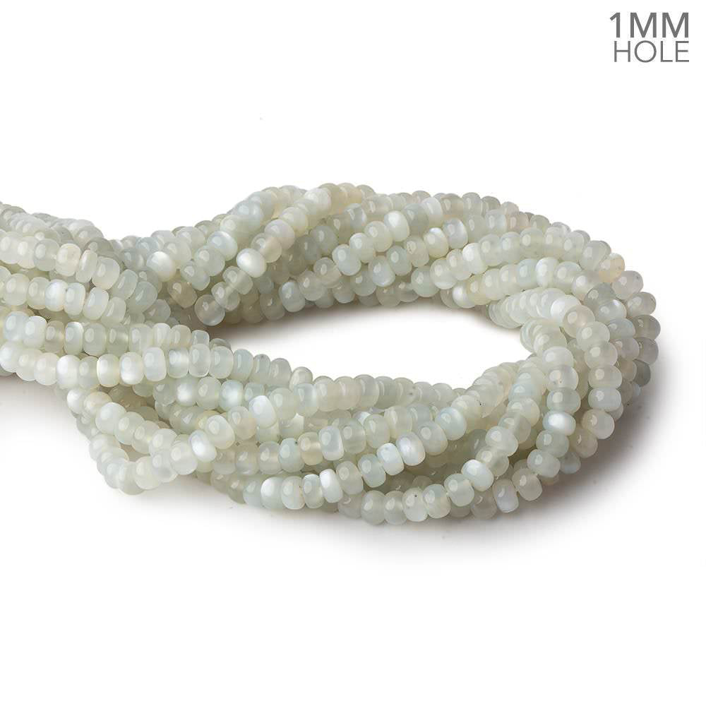 6mm Light Grey Moonstone plain rondelle beads 16 inch 104 pieces 1mm hole AA