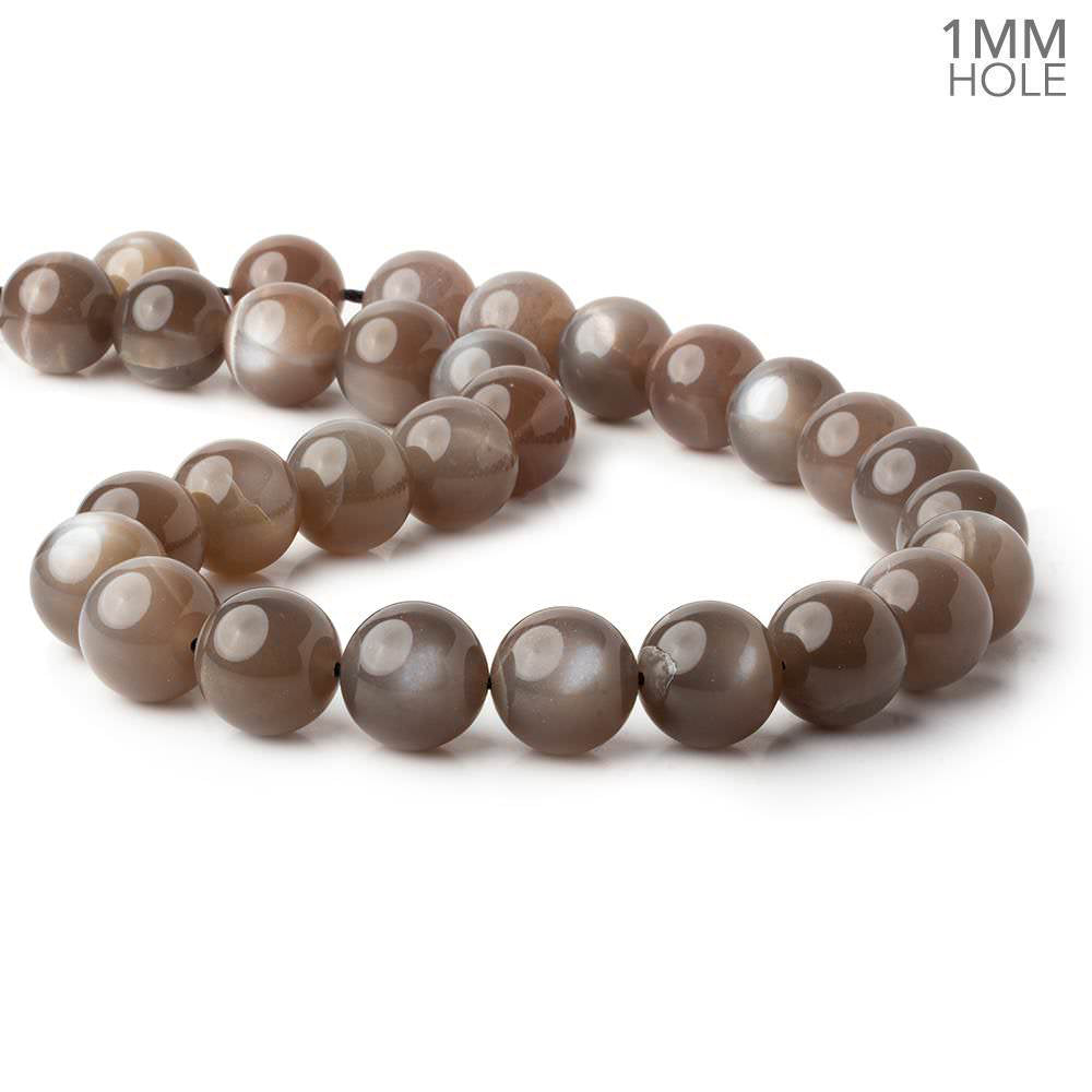 14mm Chocolate Brown Moonstone plain round beads 16 inch 29 pieces 1mm hole AAA