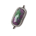 21x10.5mm Black Gold Bezeled CZ & Ruby in Zoisite Oval Connector 1 pc