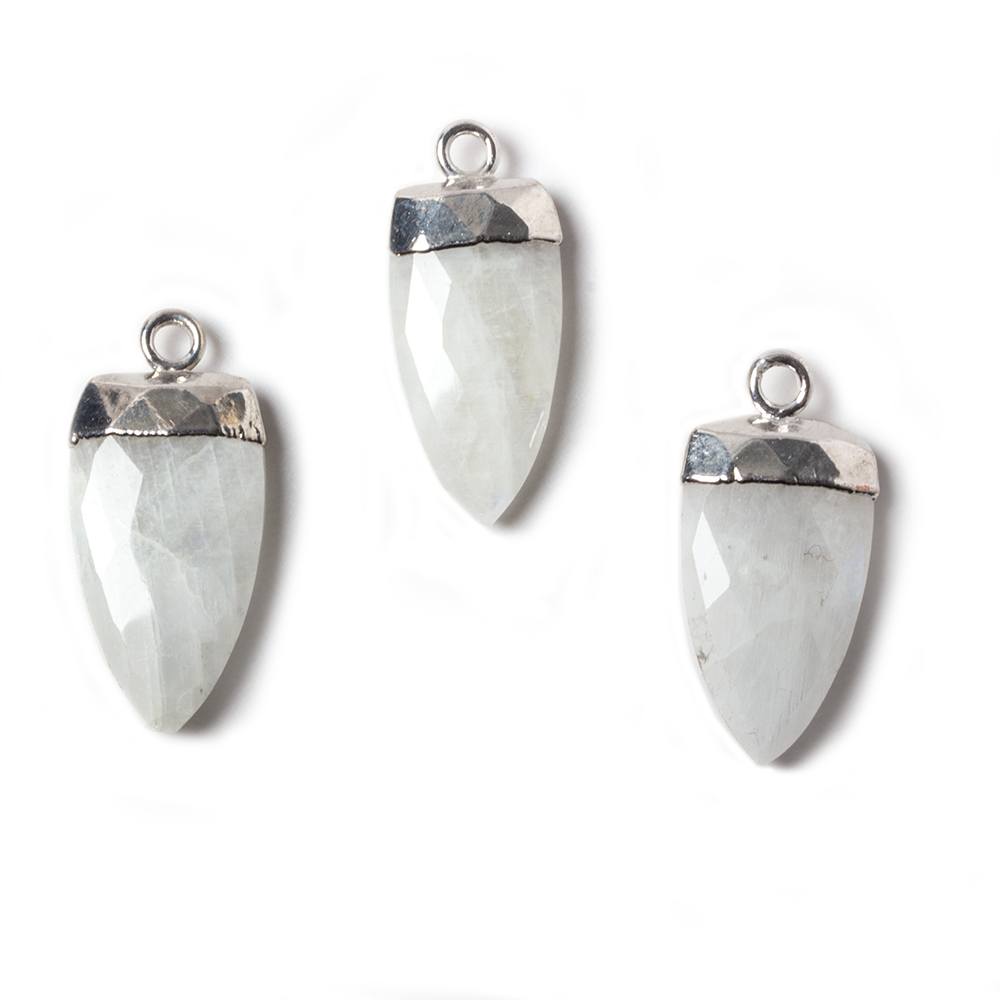 21x10mm Silver Leafed Rainbow Moonstone faceted Point Pendant 1 piece