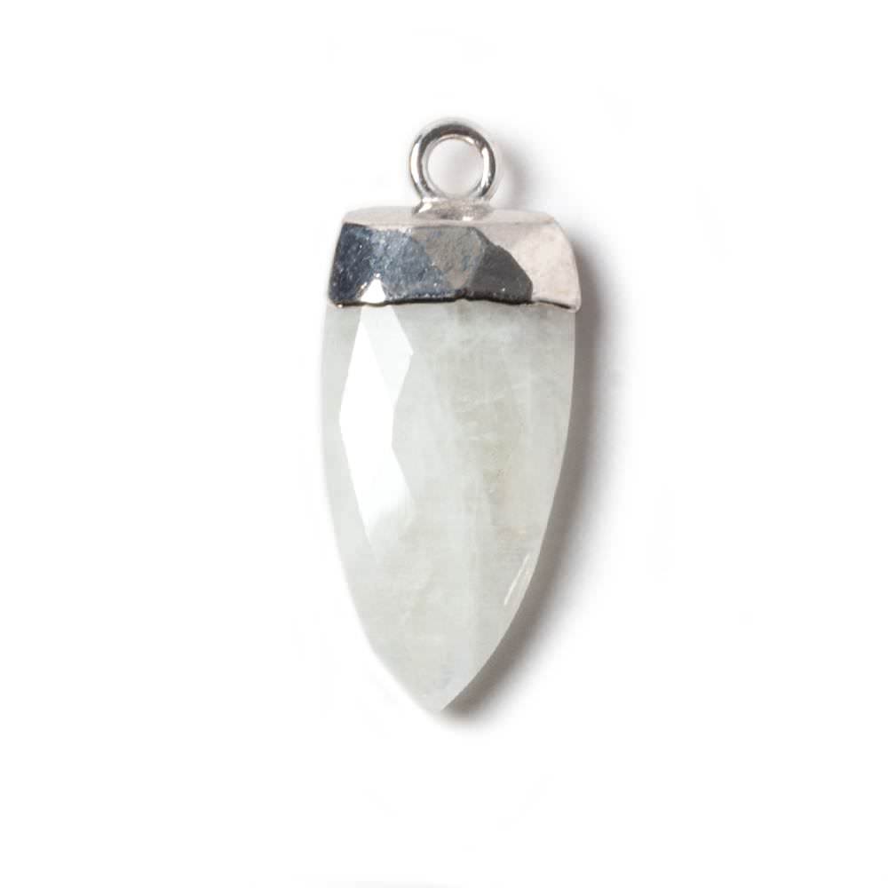 21x10mm Silver Leafed Rainbow Moonstone faceted Point Pendant 1 piece