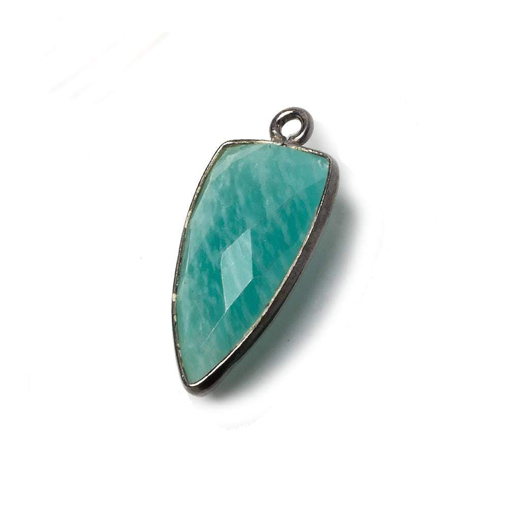 21x11mm Black Gold Bezel Amazonite faceted point 1 focal bead