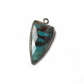 21x11mm Black Gold Bezel Chrysocolla faceted point 1 focal bead