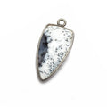 21x11mm Black Gold Bezel Dendritic Opal faceted point 1 focal bead