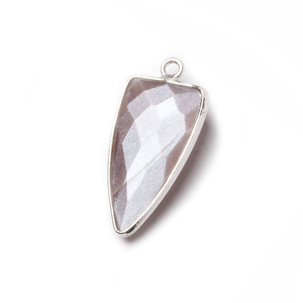 21x11mm Silver Bezel Chocolate Moonstone faceted point 1 focal bead