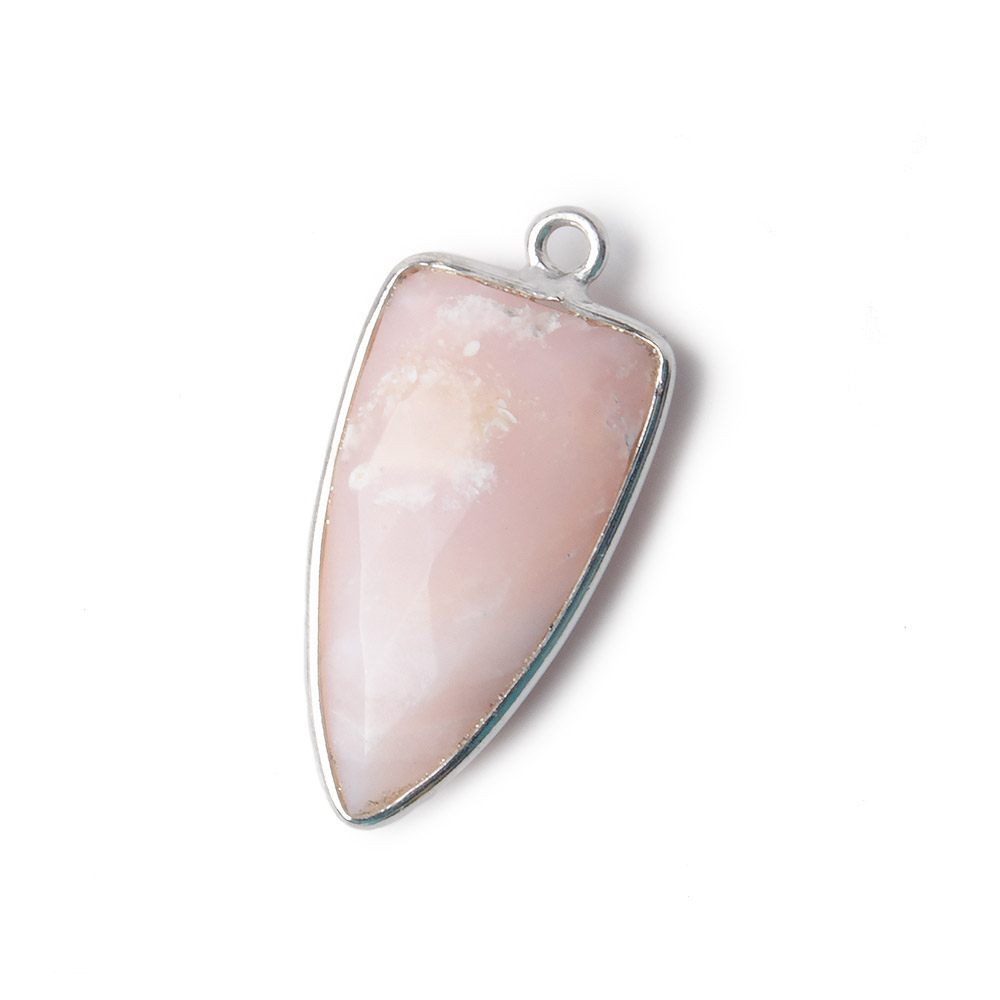 21x11mm Silver Bezel Pink Peruvian Opal faceted point 1 focal bead