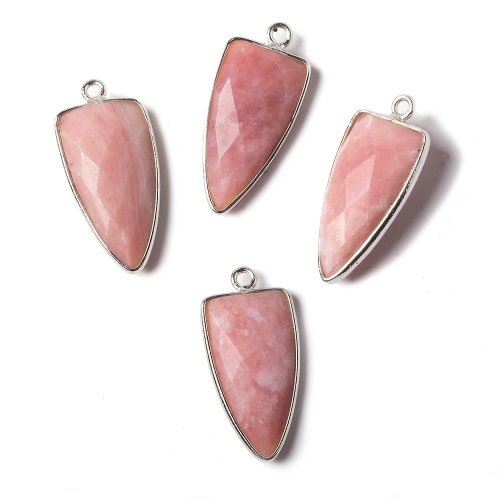 21x11mm Silver Bezel Pink Peruvian Opal faceted point 1 focal bead