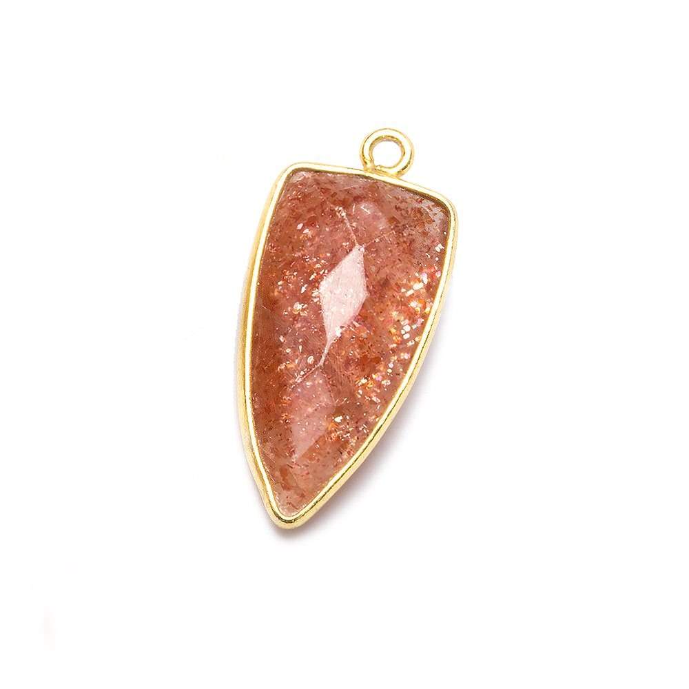 21x11mm Vermeil Bezel Sunstone faceted point 1 focal bead