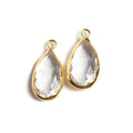 21x11mm Vermeil Bezeled Crystal Quartz faceted Pear Pendant Set of 2