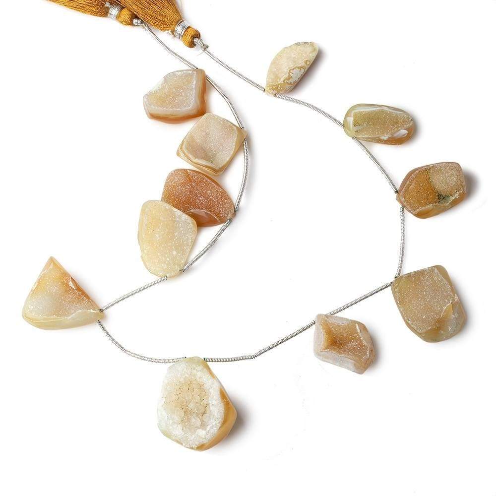 21x12-28x23mm Sandy Blonde Agate Drusy Freeform Beads 11 pieces