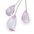 21x13-26x16mm Pink Amethyst Checkerboard Faceted Tear Drop Focal Beads Set of 3
