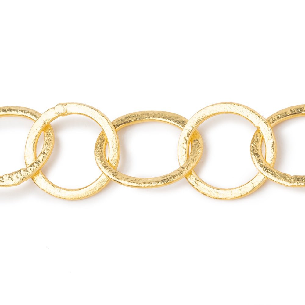 21x17mm & 19mm 22kt Gold plated Copper Brushed Oval & Circle Link Chain
