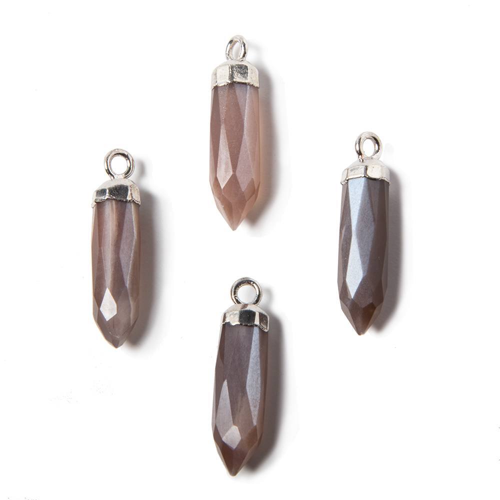 18-21mm Silver Leafed Chocolate Brown Moonstone Spike Pendant 1 piece