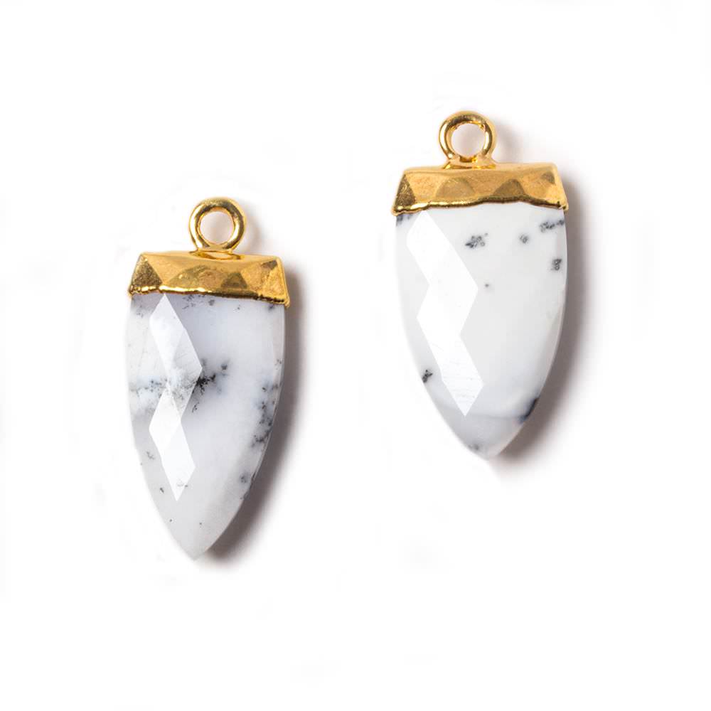 21x9mm Gold Leafed Dendritic Opal faceted Point Pendant 1 piece