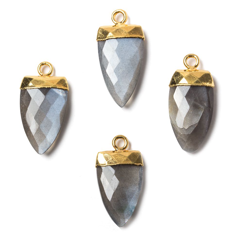 21x9mm Gold Leafed Grey Moonstone faceted Point Pendant 1 piece