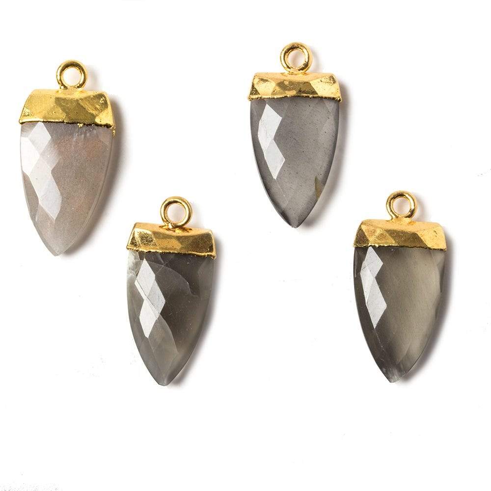21x9mm Gold Leafed Platinum Grey Moonstone faceted Point Pendant 1 piece