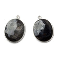 22x18mm Silver .925 Bezel Chocolate Sapphire faceted Oval Pendant Set of 2 pieces