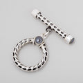 23mm Antiqued Sterling Silver Peacock Pearl Filigree Toggle 1 piece