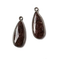 23x10mm Oxidized Silver Bezel Coconut Brown Jasper Pear Pendant Set of 2