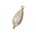 23x10mm Vermeil Bezeled White CZ & Rainbow Moonstone Pear Connector 1 pc