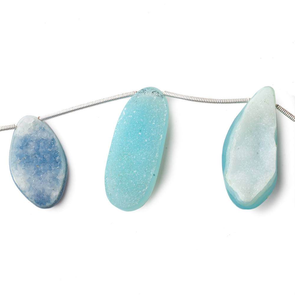 23x11-32x14mm Saltwater Blue Agate Drusy Freeform Beads 5 pieces