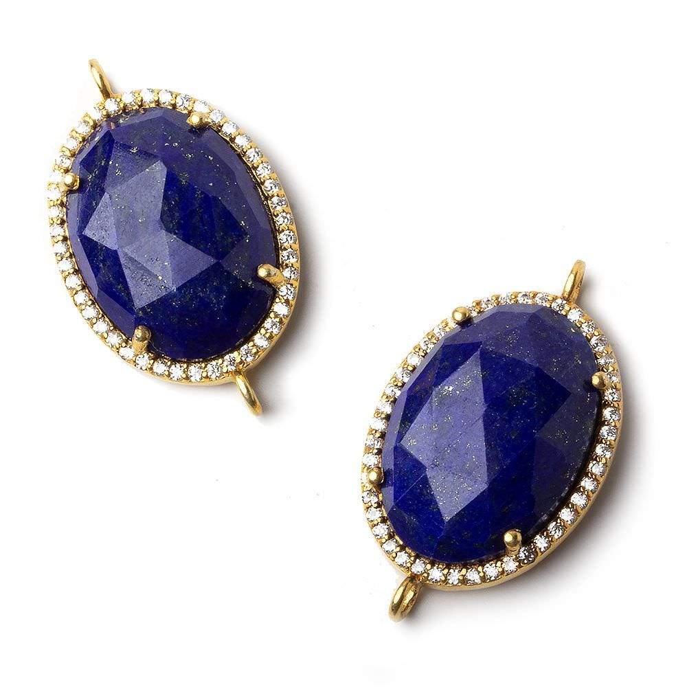 23x17mm Vermeil CZ Bezel Lapis Lazuli Oval Connector 1 piece