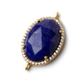 23x17mm Vermeil CZ Bezel Lapis Lazuli Oval Connector 1 piece