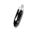 23x6mm Silver Leafed Black Chalcedony Spike Pendants 1 piece