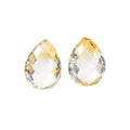 24.5x17.5mm Citrine faceted pear focal Bead Set of 2
