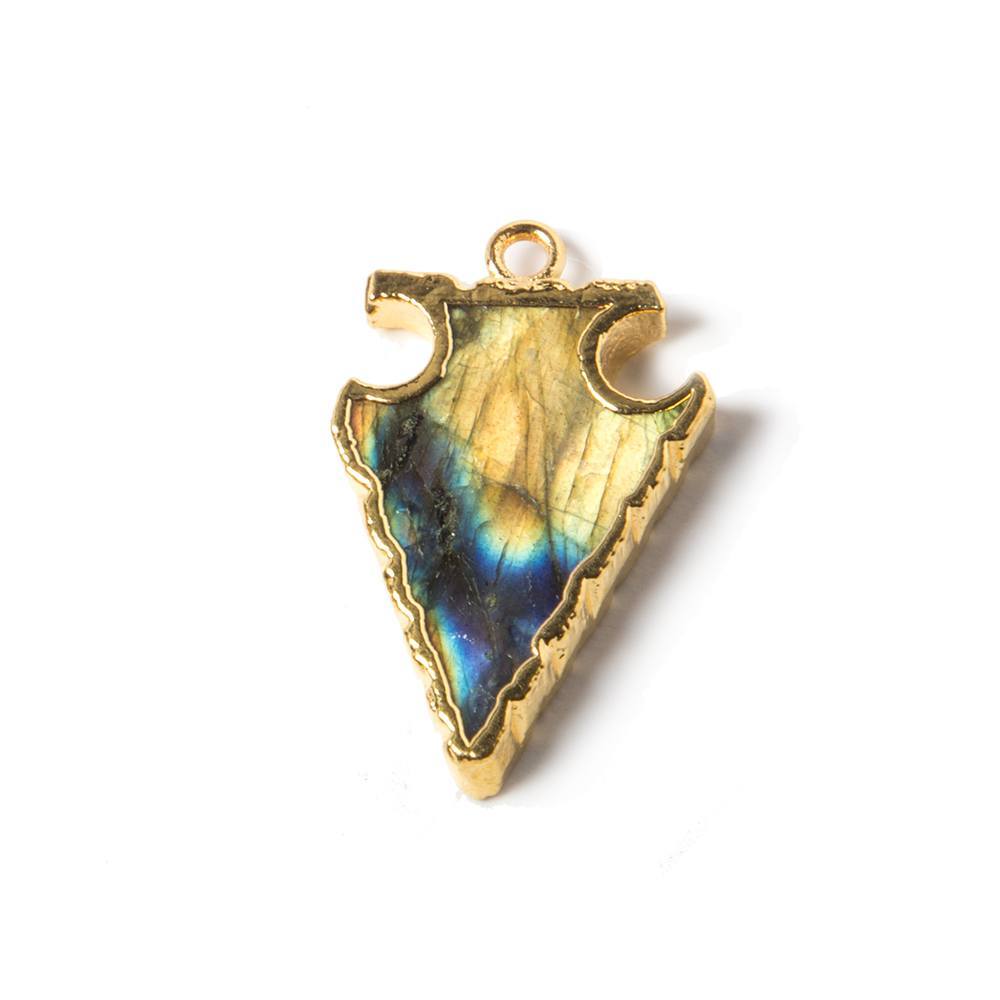 24x16mm Gold Leaf Edged Labradorite Arrowhead Pendant 1 piece