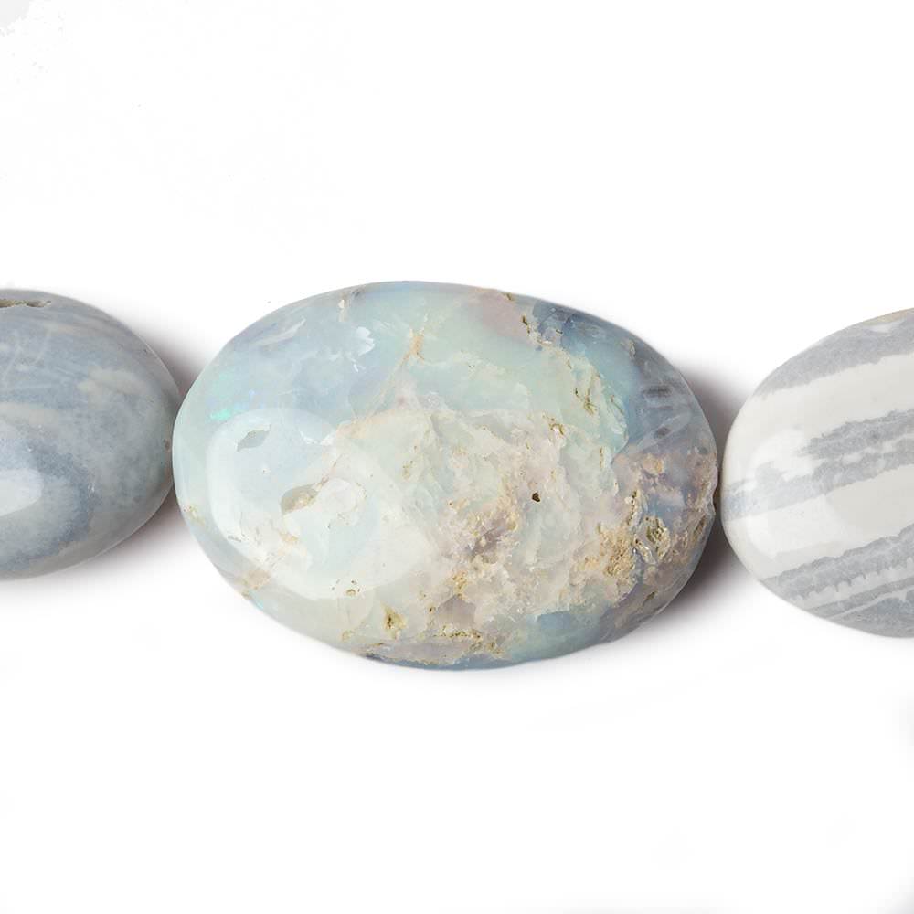 24x17-33x21mm Australian Blue Grey Opal Plain Oval Beads 19 inch 19 pieces