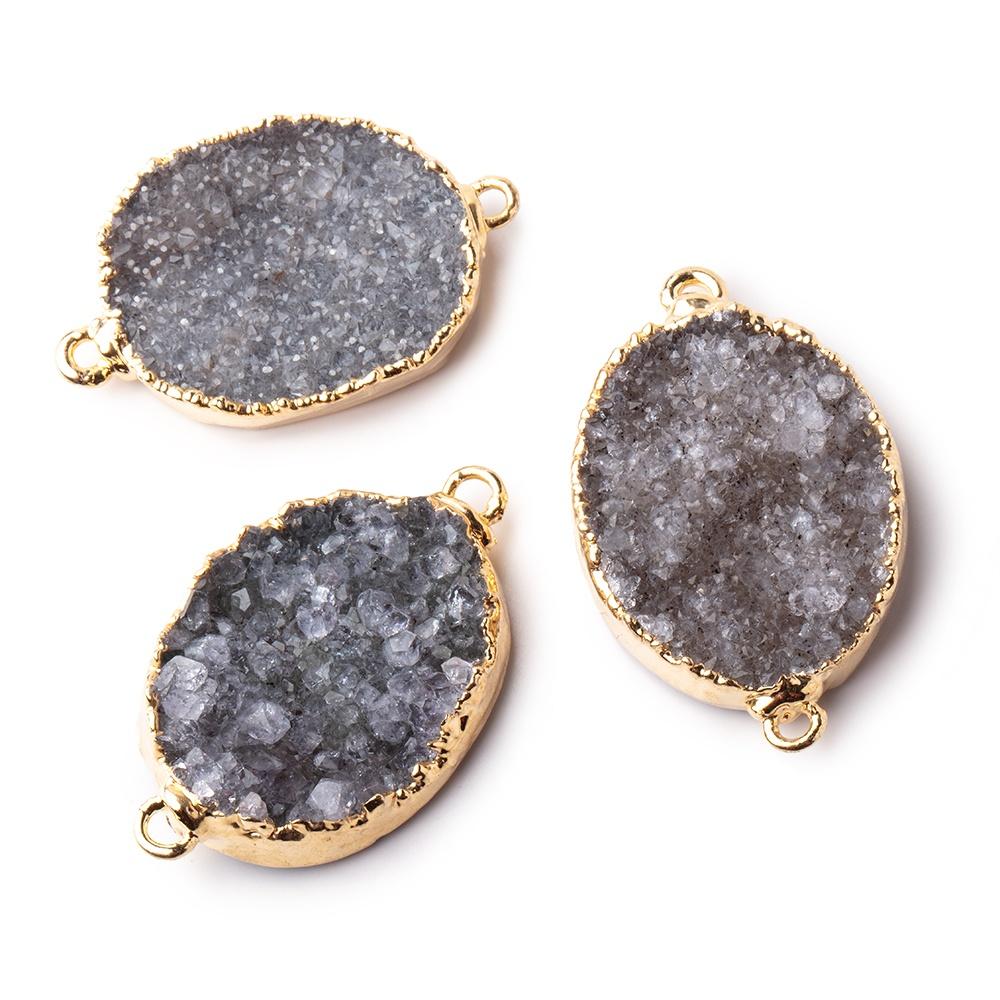 24x20x5mm Gold Leaf Smoke Grey Agate Drusy Free Shape Connector