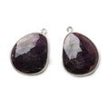 24x21mm Silver .925 Bezel Ruby faceted free shape Pendant Set of 2 pieces