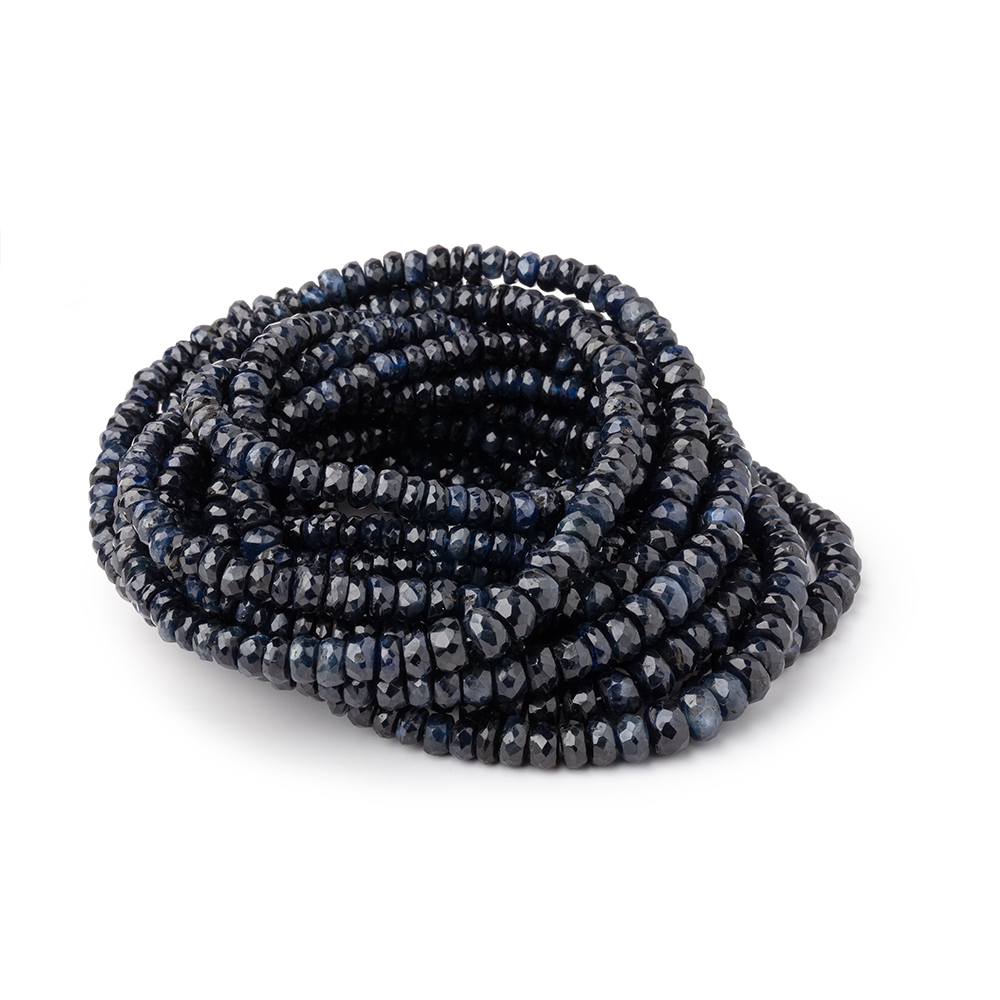 2.5-5mm Cambodian Blue Sapphire Faceted Rondelle Beads 16 inch 209 pieces