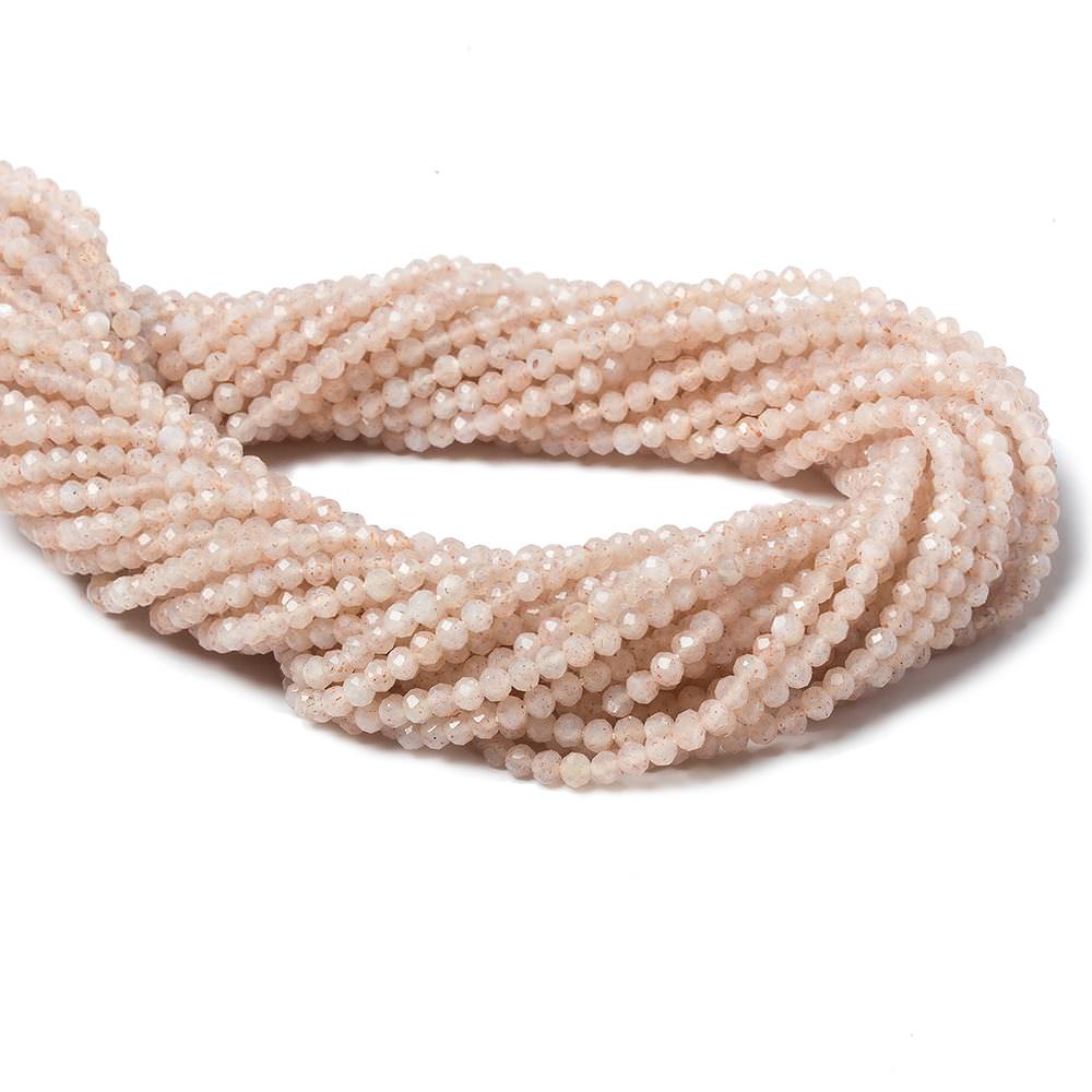 2.5mm Angel Skin Peach Moonstone Micro Faceted rondelles 13 inch 154 beads
