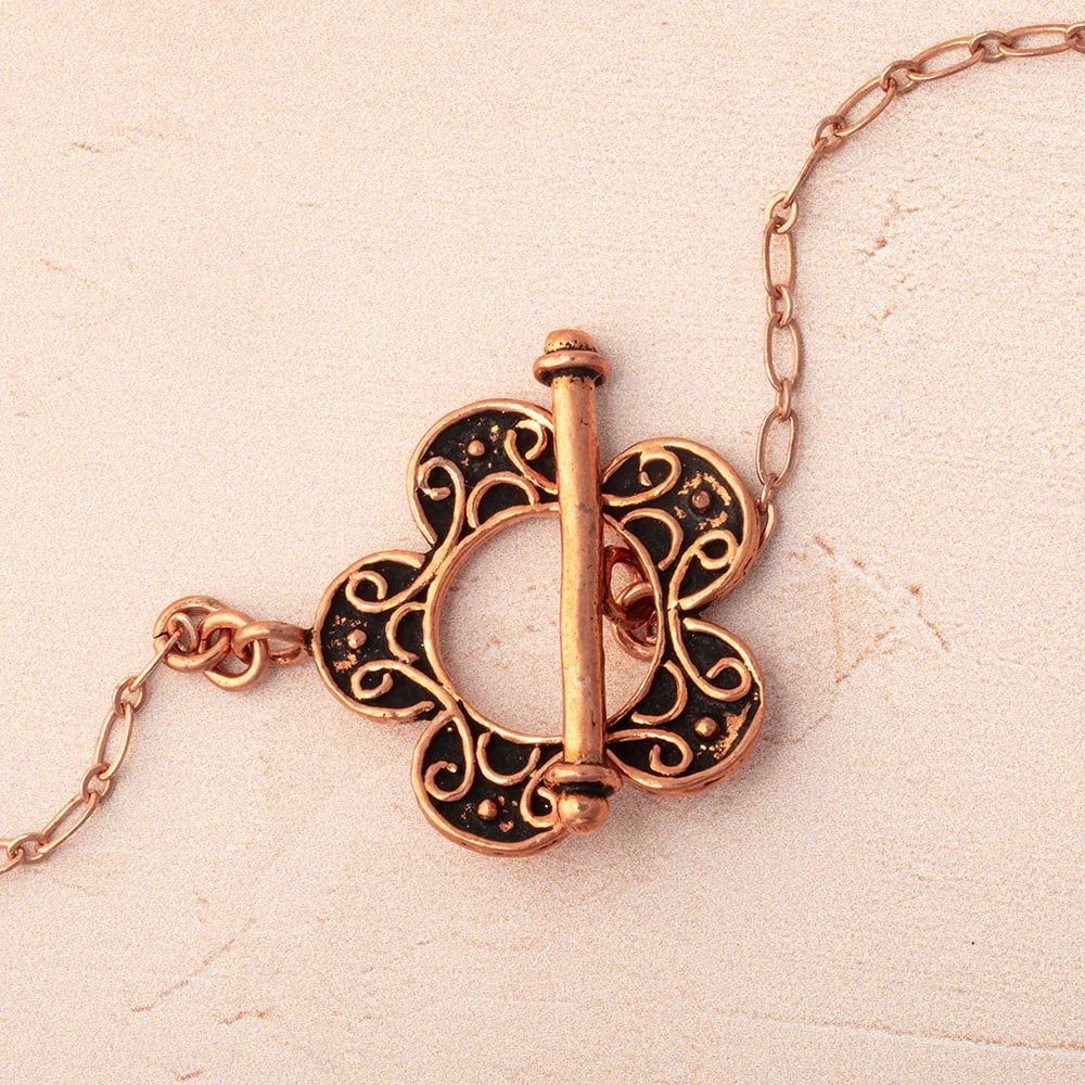 25mm Antiqued Copper Scrolled Flower Toggle 1 piece